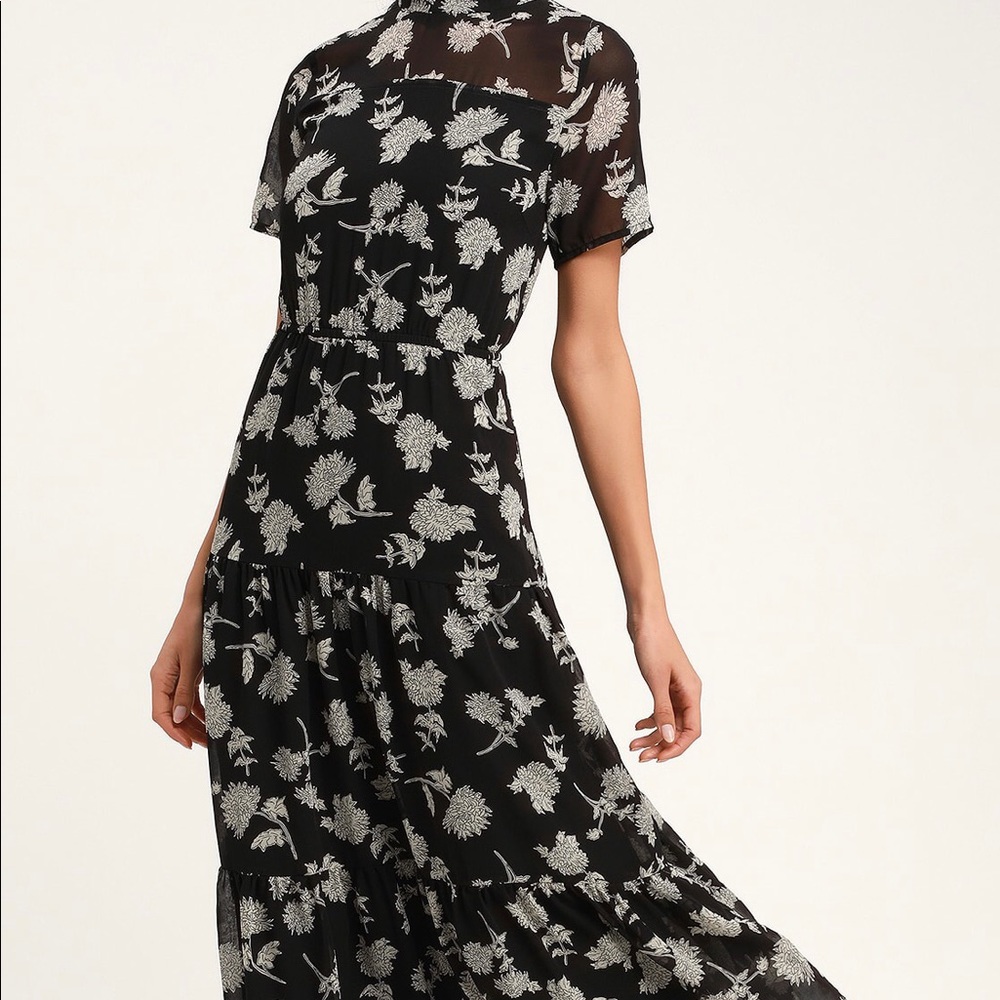 Lulu’s sheer black and white floral dress-NWT